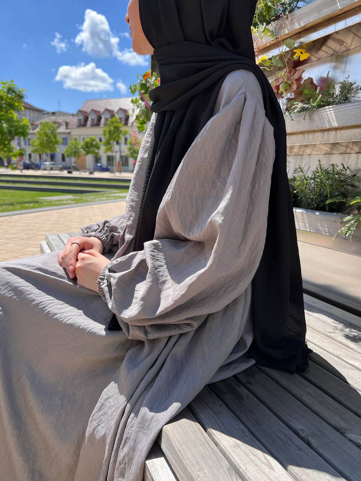 DREAMY Leinenkleid - pearlgrey