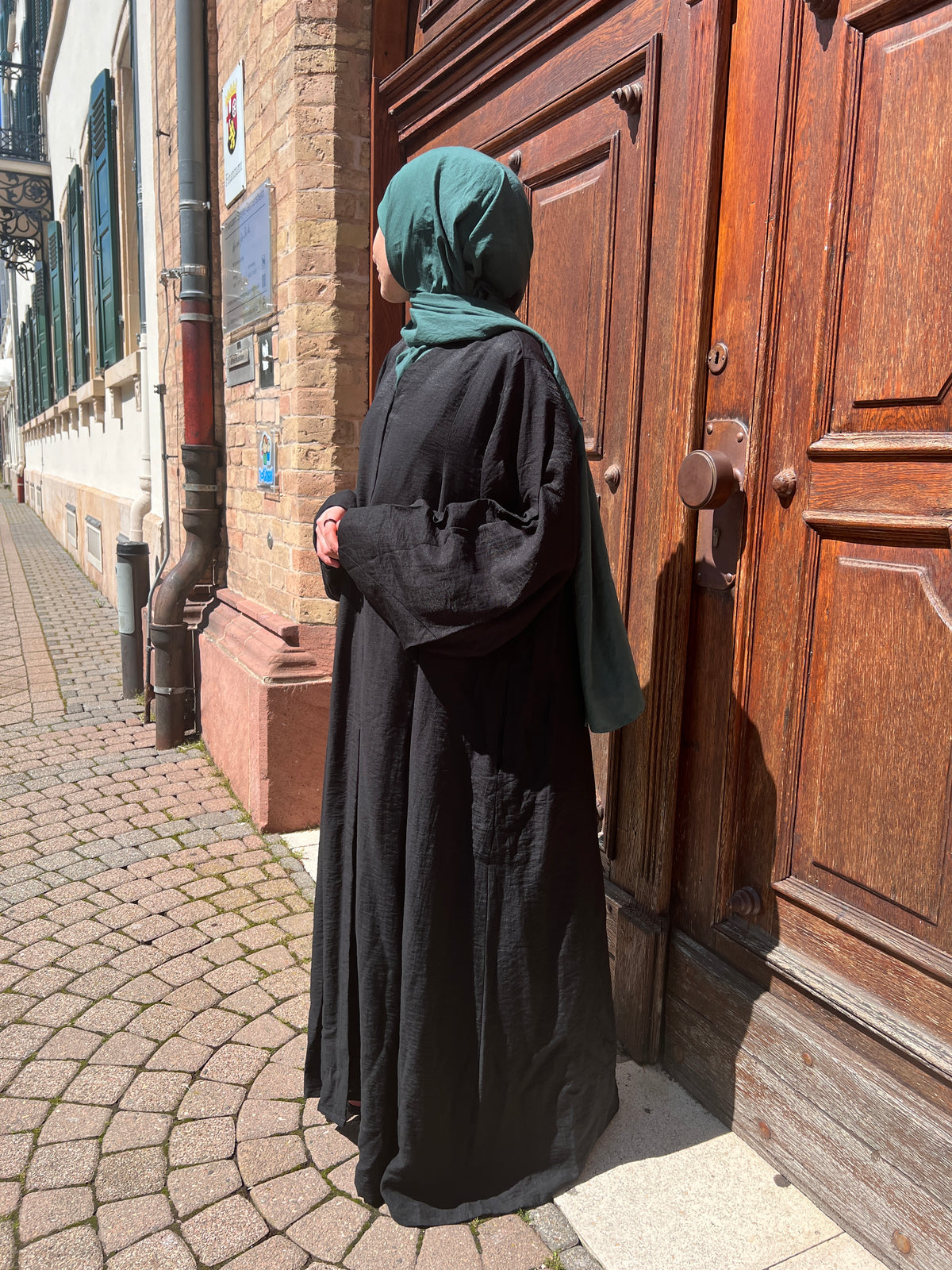 JASMIN Leinen Abaya - black