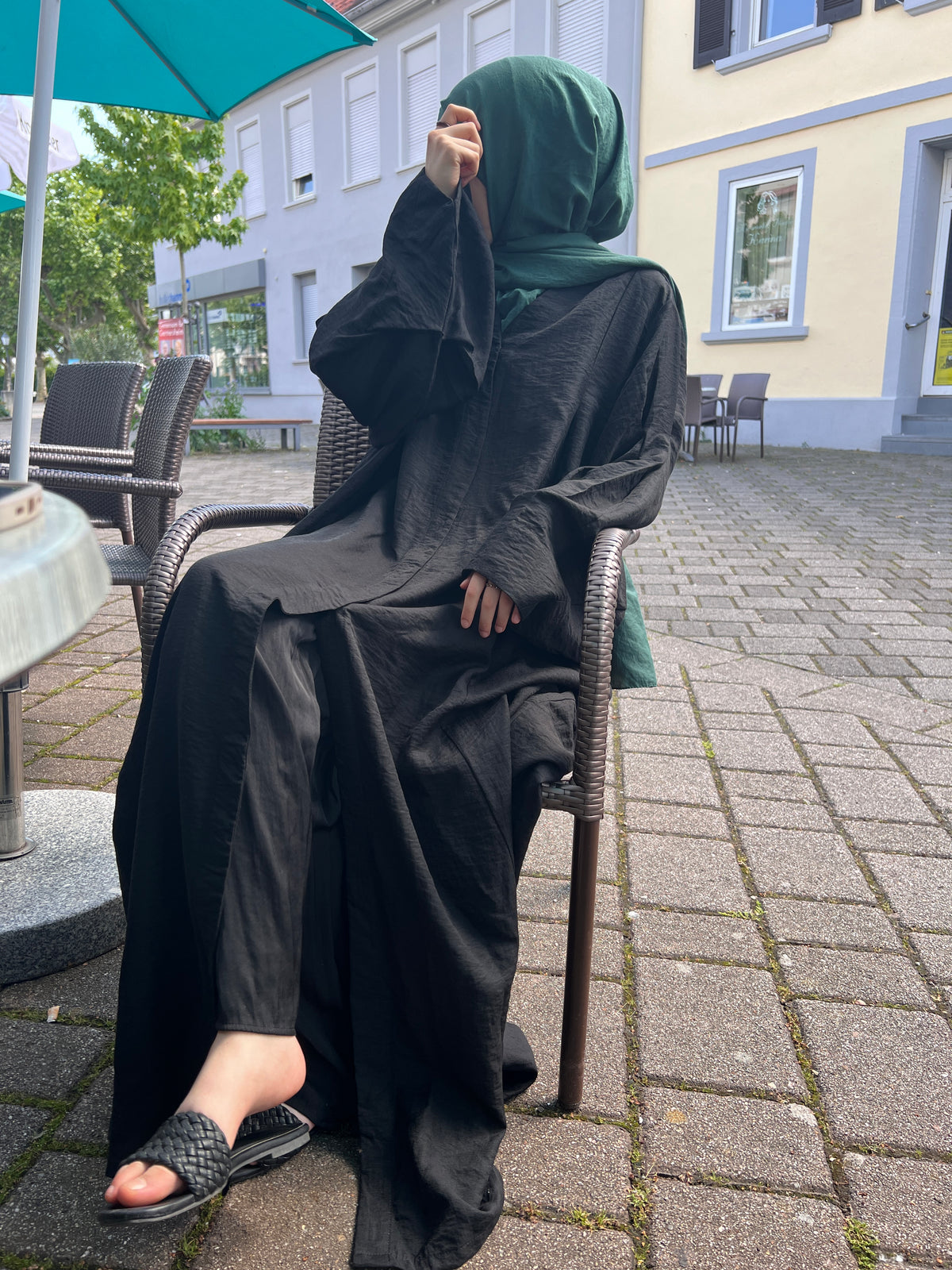 JASMIN Leinen Abaya - black