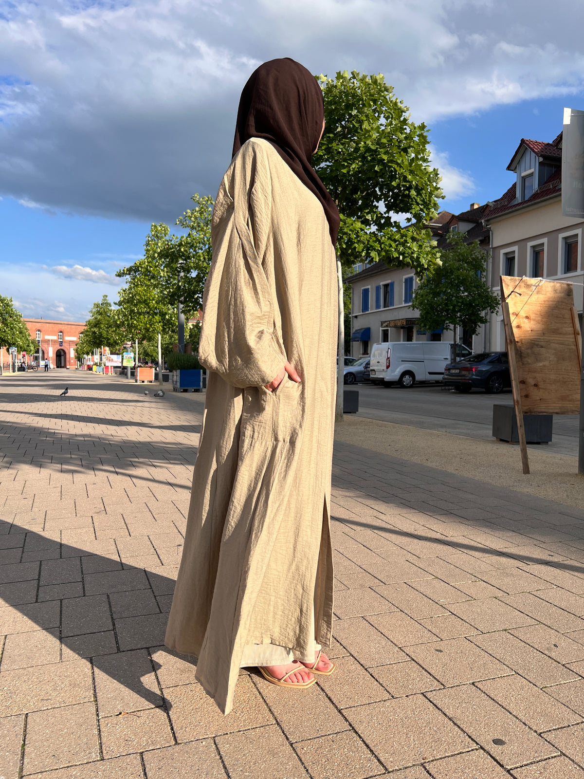 JASMIN Leinen Abaya - desert