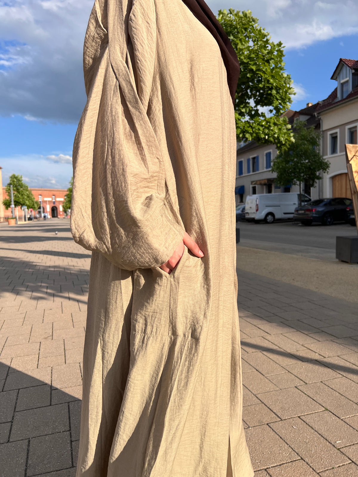 JASMIN Leinen Abaya - desert