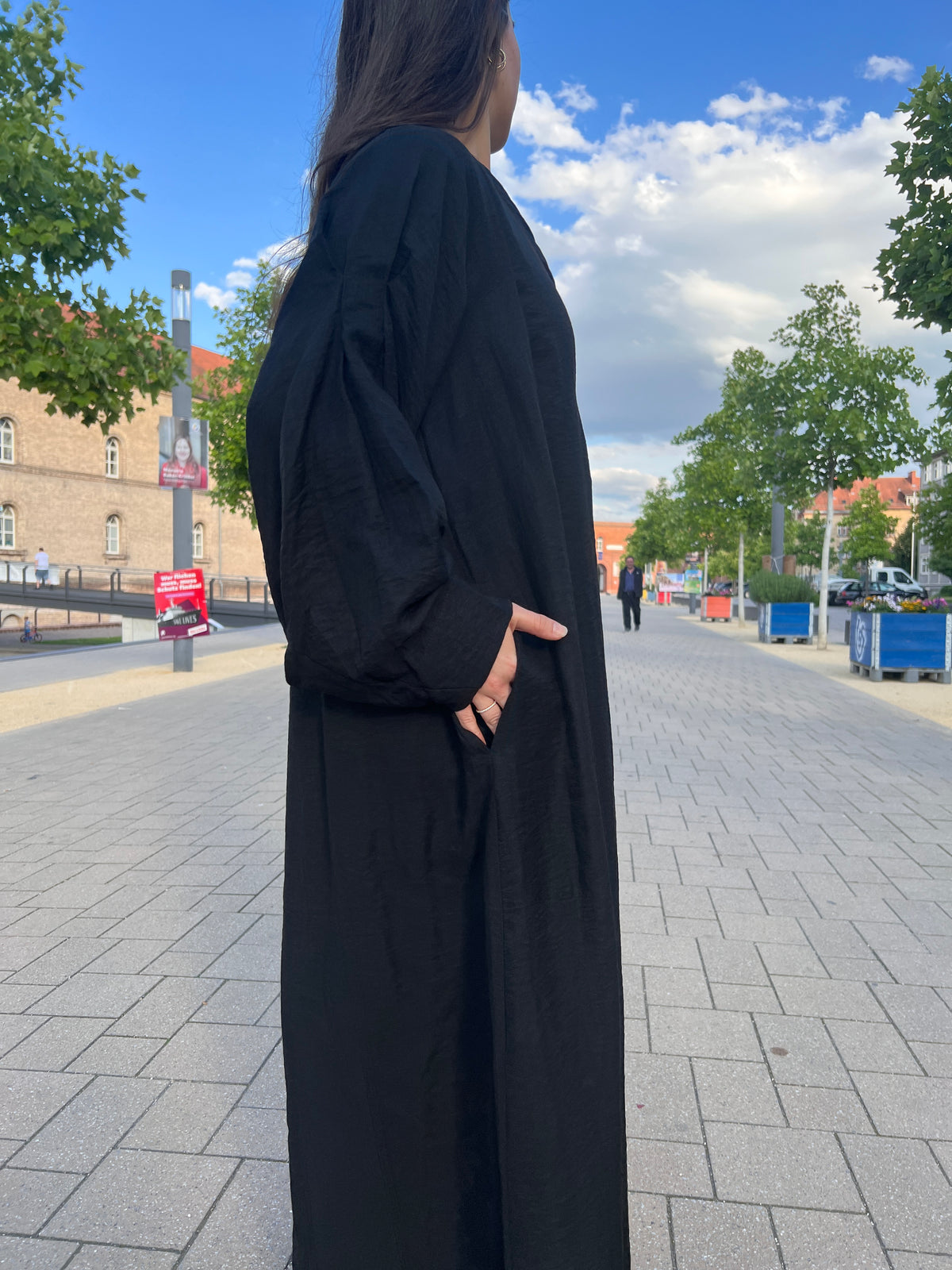JASMIN Leinen Abaya - black