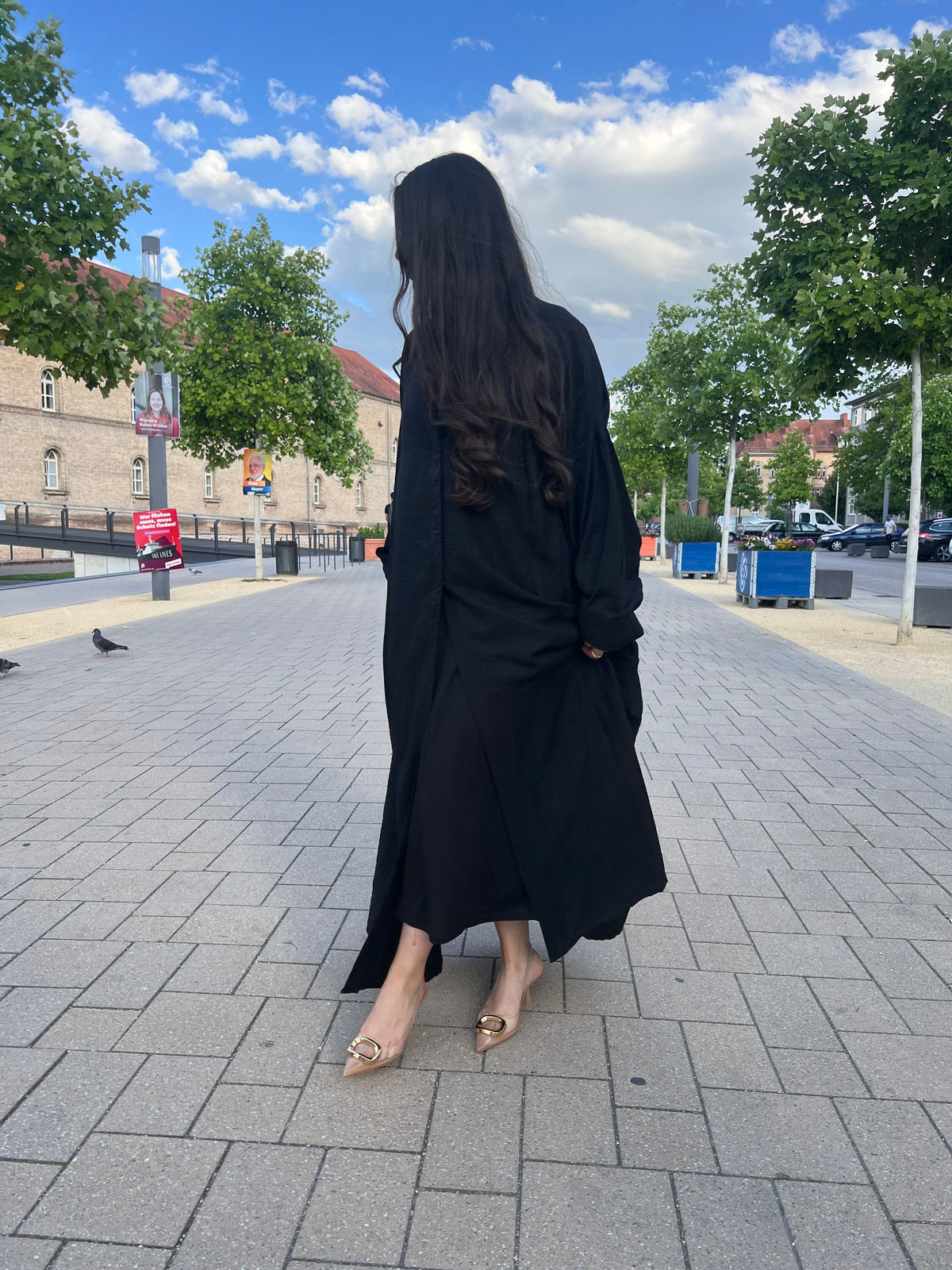JASMIN Leinen Abaya - black