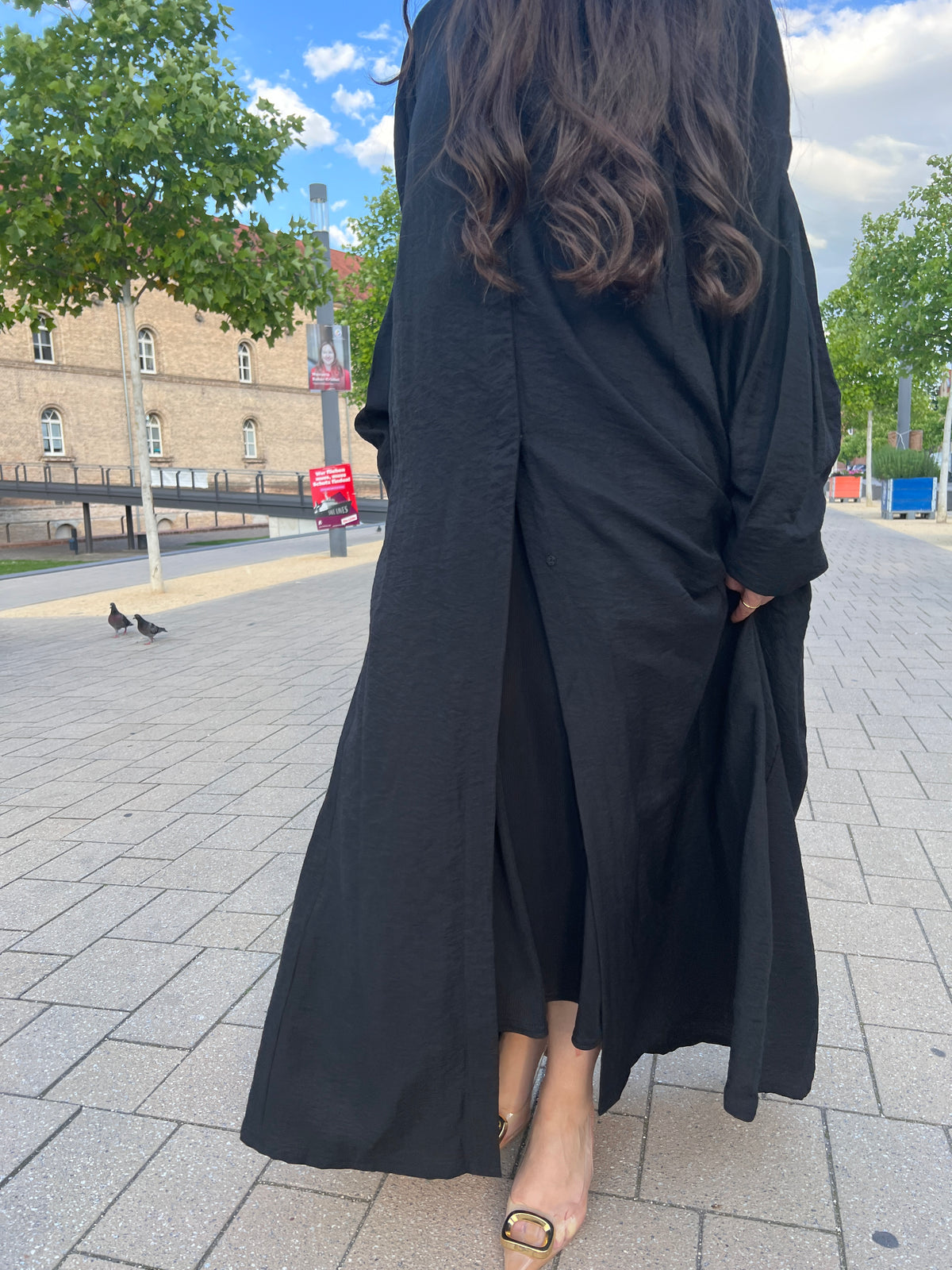 JASMIN Leinen Abaya - black
