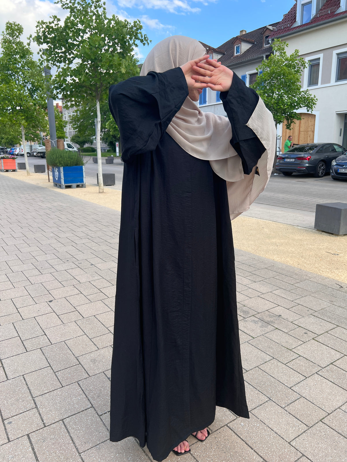 JASMIN Leinen Abaya - black