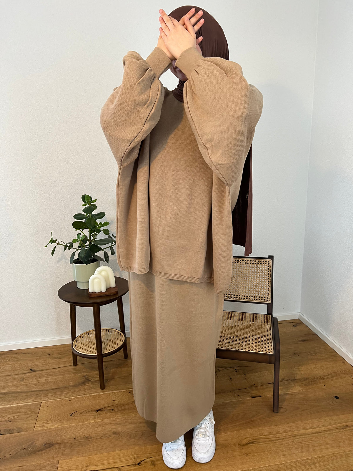 BELLA Strick Zweiteiler - camel