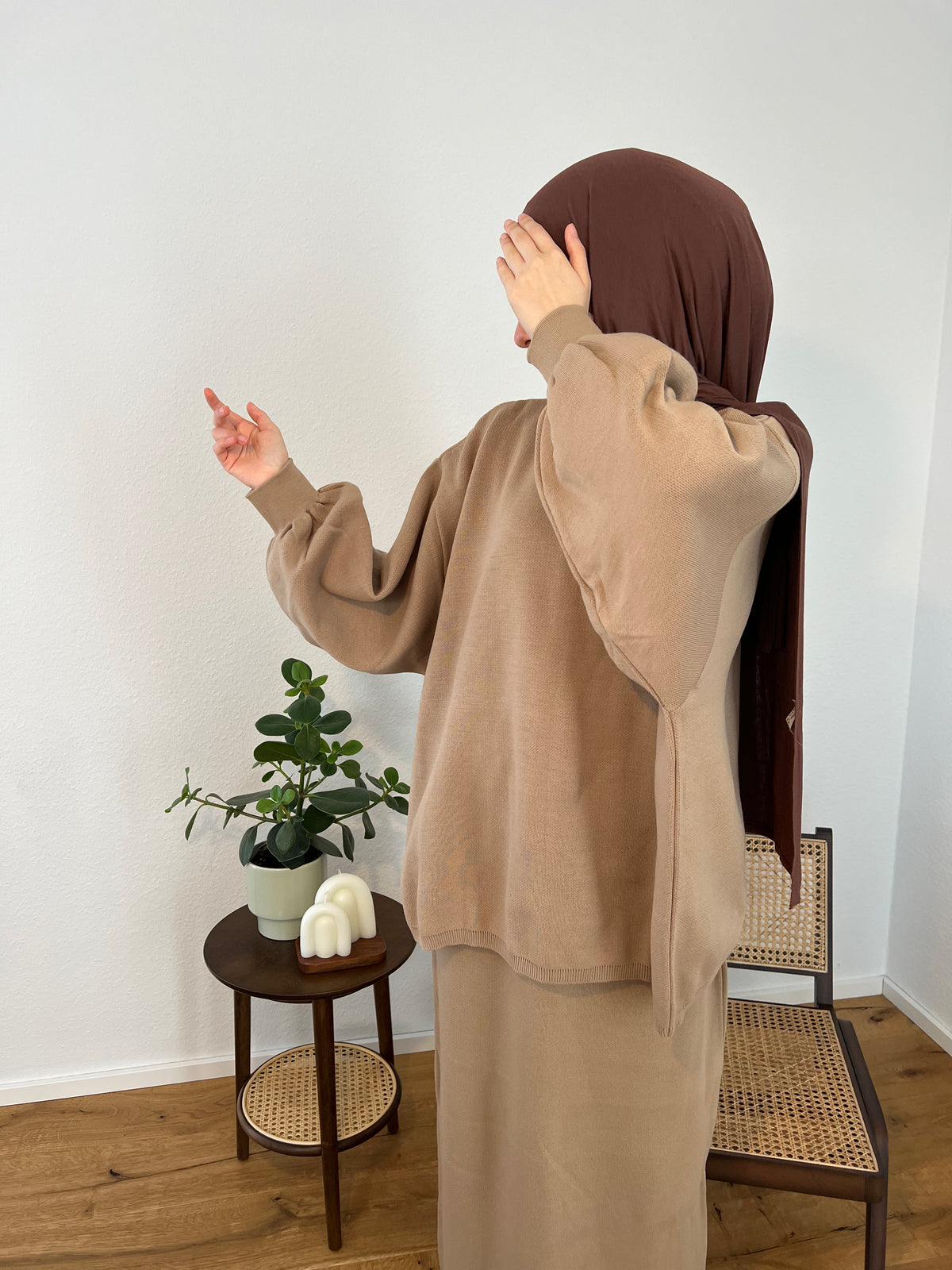 BELLA Strick Zweiteiler - camel