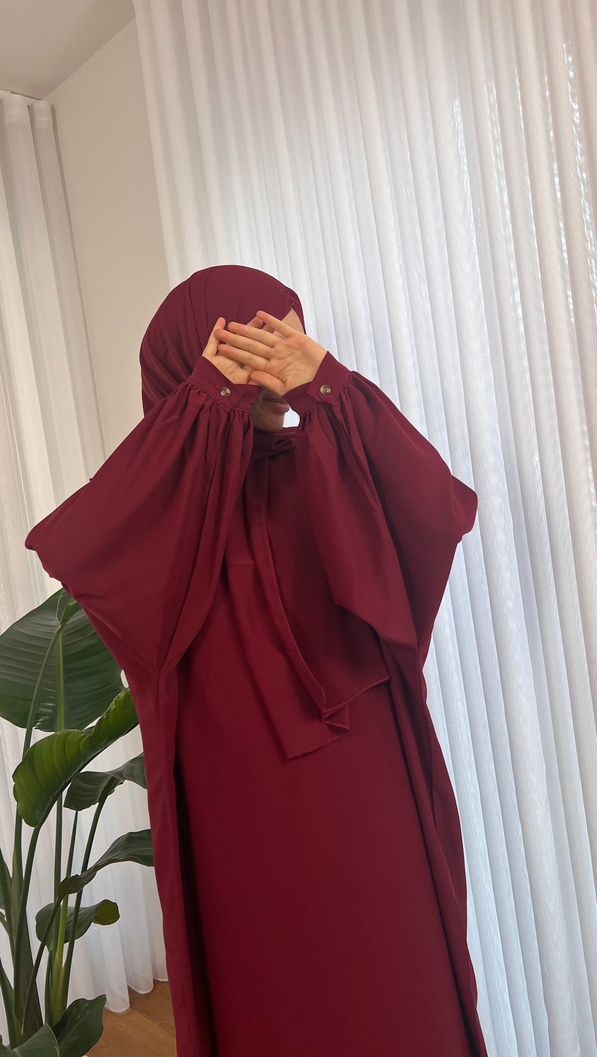 DUA Premium 2 in 1 Abaya - bordeaux